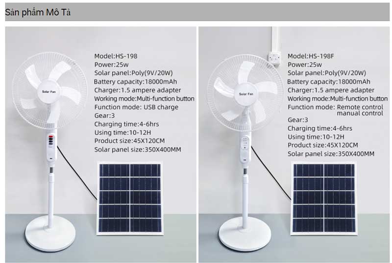 Quạt Đứng Thông Minh QHS-198 Quạt Điều Khiển Từ Xa Quạt Năng Lượng Mặt Trời